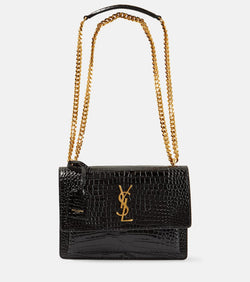 Saint Laurent Sunset Medium croc-effect leather shoulder bag