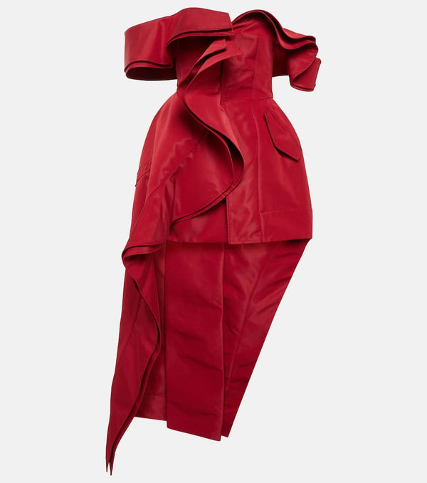 Alexander McQueen Gathered asymmetric faille gown