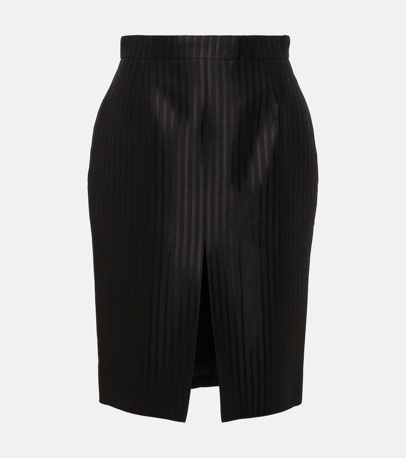 Saint Laurent Striped wool and silk midi skirt