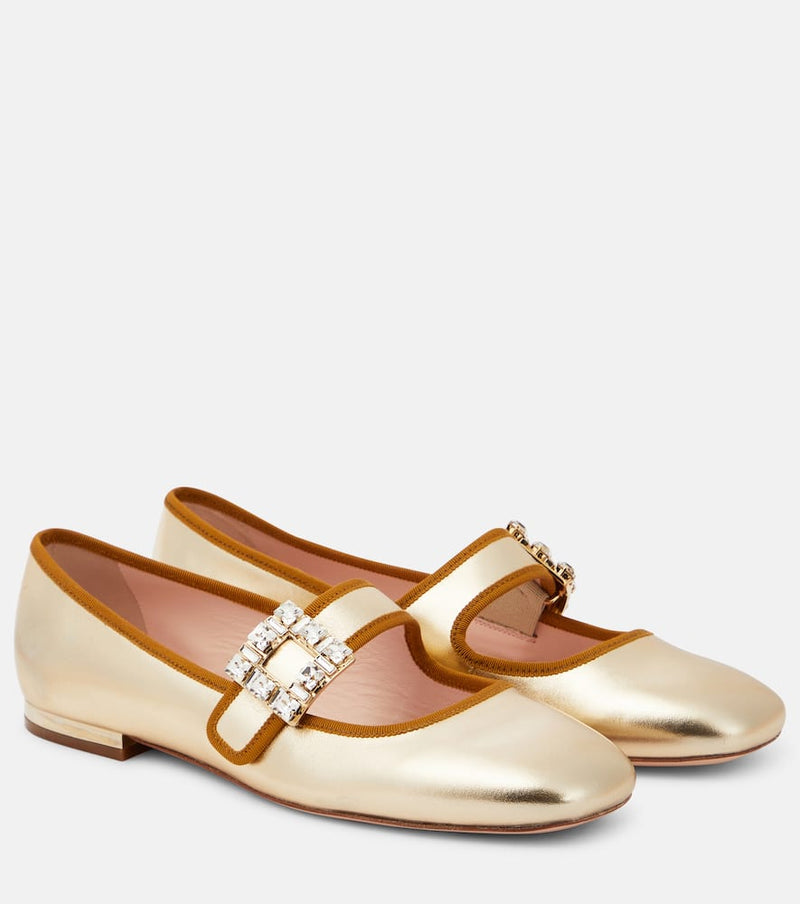 Roger Vivier Très Vivier metallic leather ballet flats