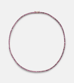 Roxanne First 14kt rose gold tennis necklace with pink sapphires