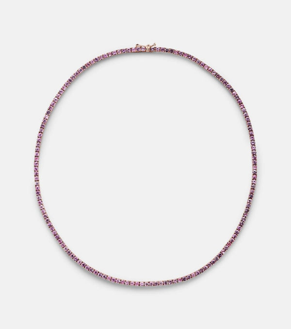 Roxanne First 14kt rose gold tennis necklace with pink sapphires