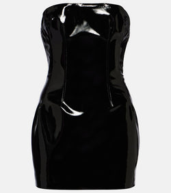 LaQuan Smith Strapless patent leather minidress