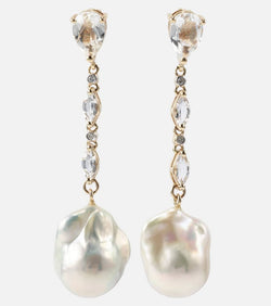 Mateo 14kt gold earrings with pearls, diamonds, and topaz