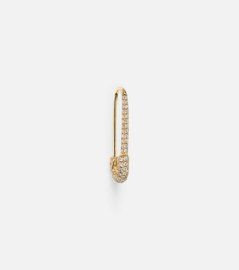 Anita Ko Safety Pin 18kt gold single earring with diamonds