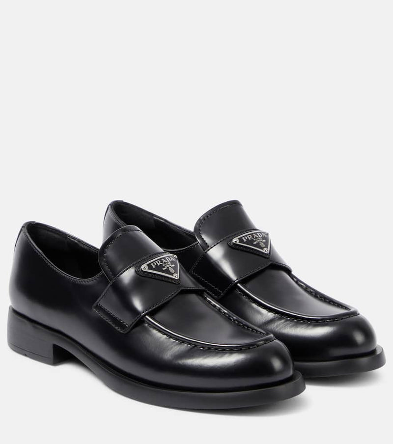 Prada Logo leather loafers