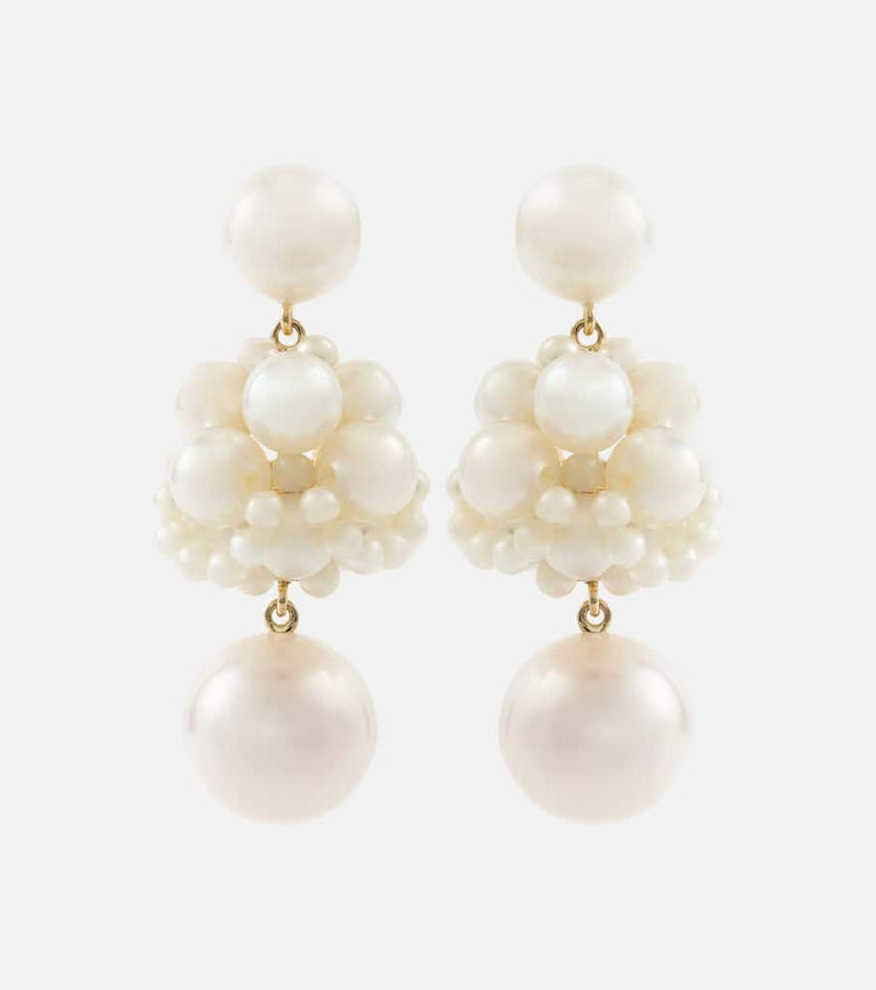 Sophie Bille Brahe Dora Perle 14kt gold drop earrings with pearls