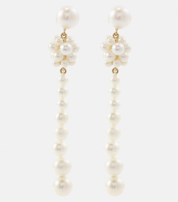 Sophie Bille Brahe Colonna Perle 14kt gold drop earrings with pearls