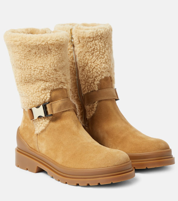 Bogner St. Moritz leather and shearling ankle boots