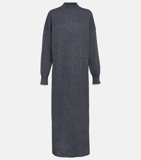 Brunello Cucinelli Ribbed-knit cotton and alpaca midi dress