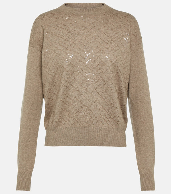 Brunello Cucinelli Embellished wool, cashmere, and silk sweater