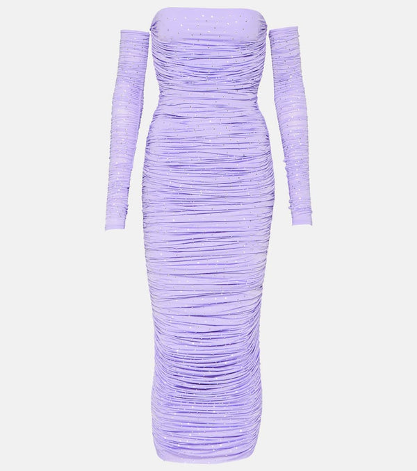 Alex Perry Crystal-embellished ruched jersey gown