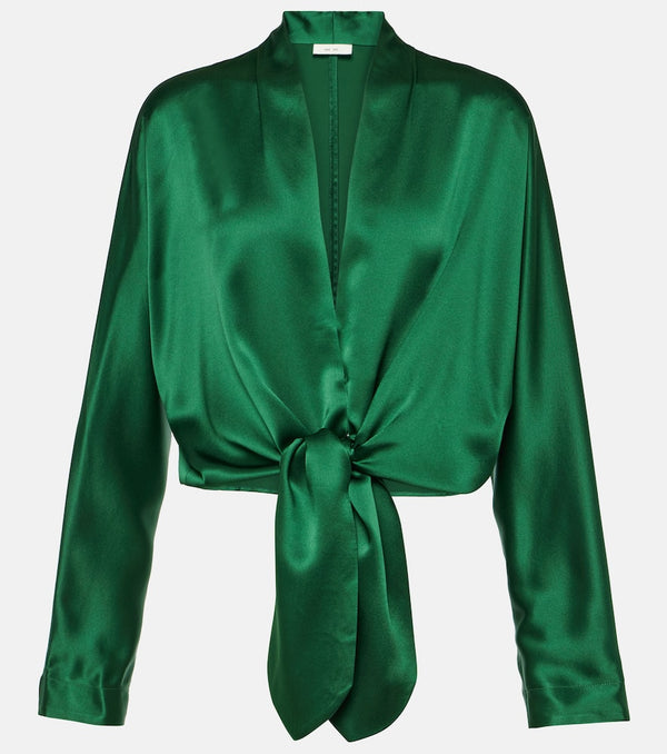 The Sei Tie-front silk satin blouse