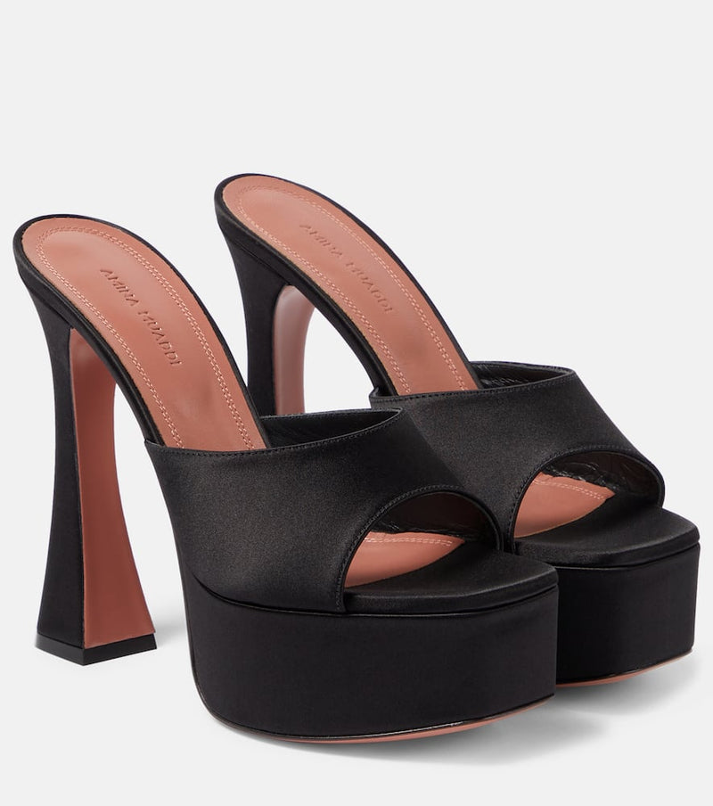 Amina Muaddi Dalida satin platform mules
