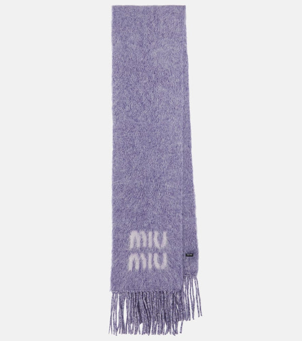 Miu Miu Logo mohair and wool-blend scarf