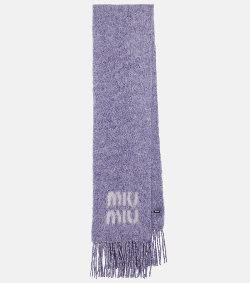 Miu Miu Logo mohair and wool-blend scarf