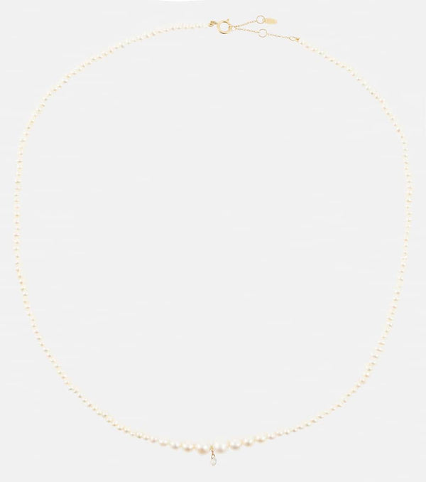 Persée Gradient 18kt gold necklace with diamond and pearls