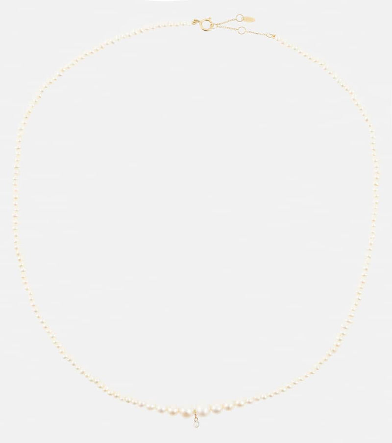 Persée Gradient 18kt gold necklace with diamond and pearls