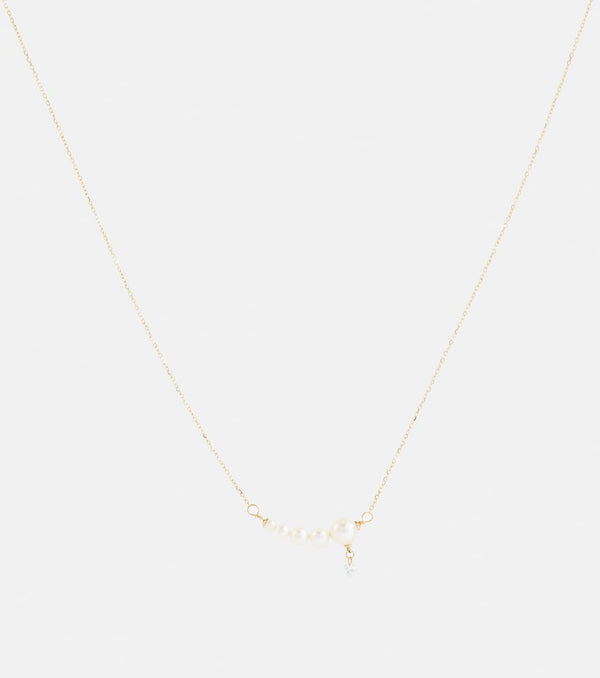 Persée Gradient 18kt gold chain necklace with diamond and pearls