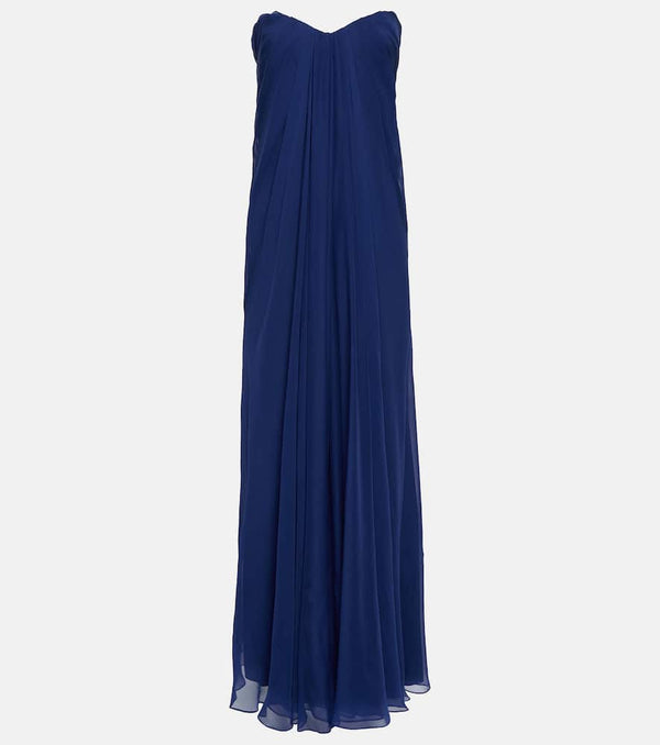 Alexander McQueen Strapless draped silk chiffon gown