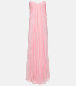 Alexander McQueen Strapless draped silk chiffon gown