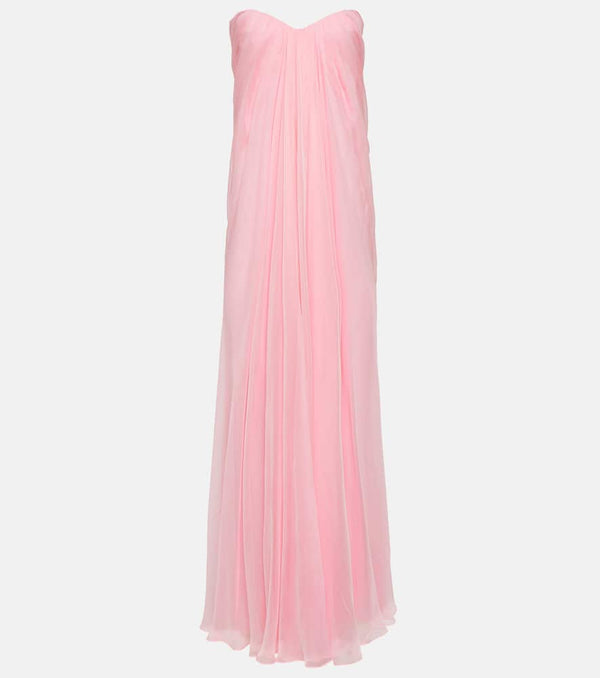 Alexander McQueen Strapless draped silk chiffon gown