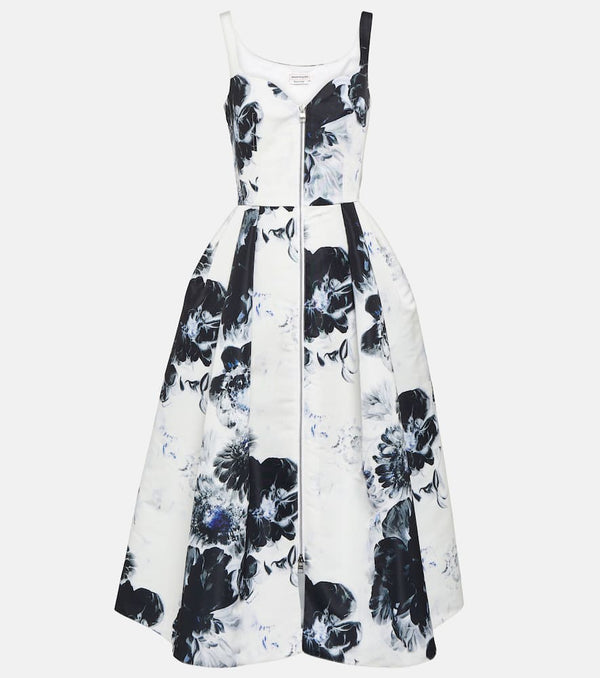 Alexander McQueen Printed polyfaille midi dress