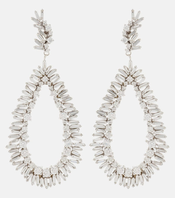 Suzanne Kalan 18kt white gold drop earrings with diamonds