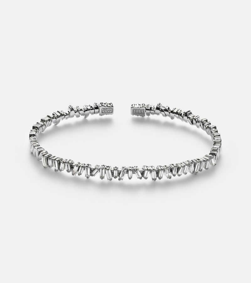 Suzanne Kalan Classic 18kt white gold bangle with diamonds