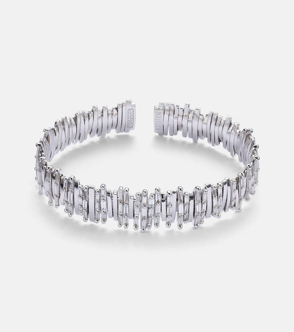 Suzanne Kalan 18kt white gold cuff bracelet with diamonds