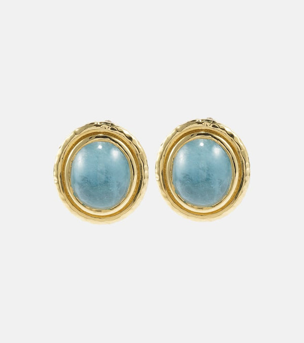 Octavia Elizabeth Horizon 18kt gold earrings with aquamarines