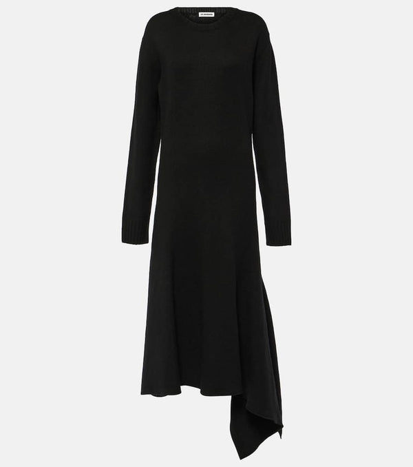 Jil Sander Asymmetric wool midi dress