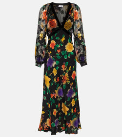 Rixo Floral silk midi dress