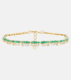 Ananya Scatter Petit Regal 18kt gold choker with emeralds and diamonds