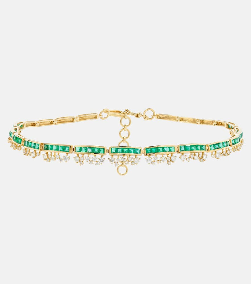 Ananya Scatter Petit Regal 18kt gold choker with emeralds and diamonds