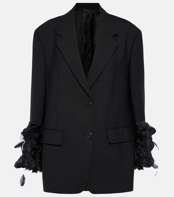 Prada Feather-trimmed wool blazer