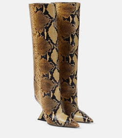 The Attico Cheope snake-effect leather knee-high boots