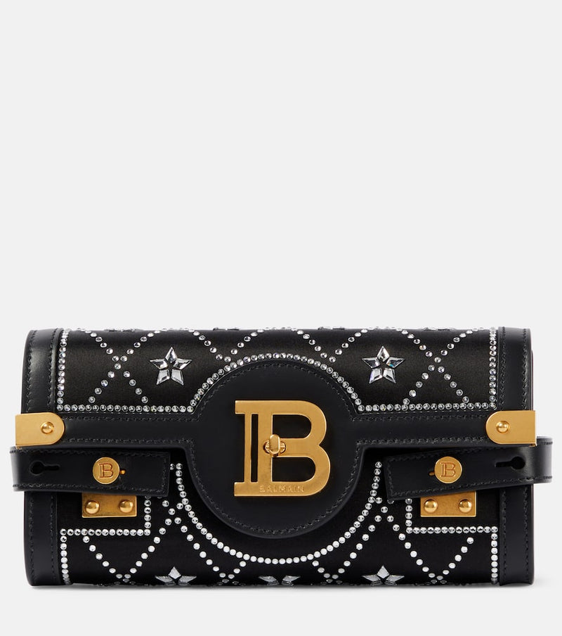 Balmain B-Buzz Pouch 23 embellished satin clutch