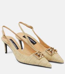 Dolce & Gabbana Logo raffia slingback pumps