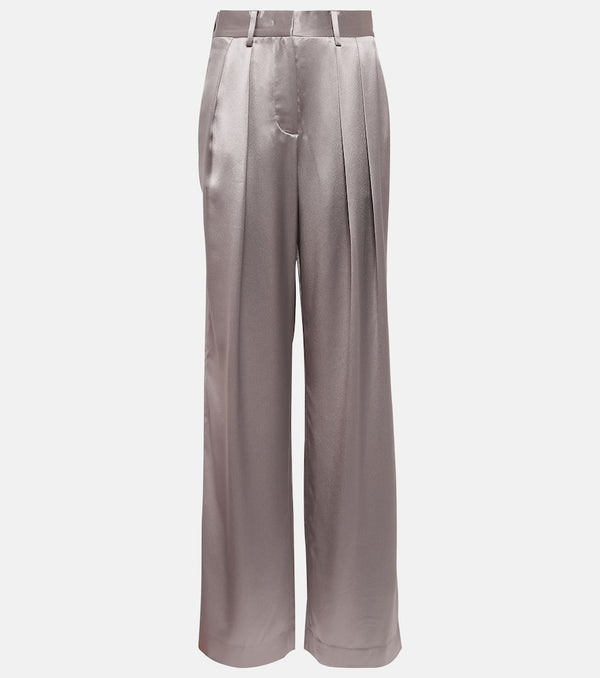 Staud Luisa pleated high-rise satin pants