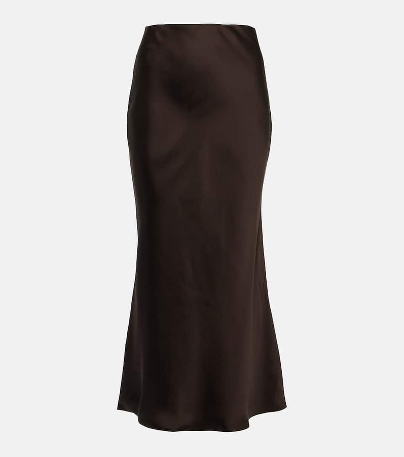 Norma Kamali Bias Obi satin midiskirt