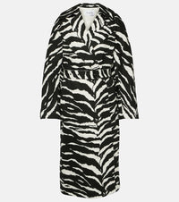 Alaia Zebra-print denim trench coat