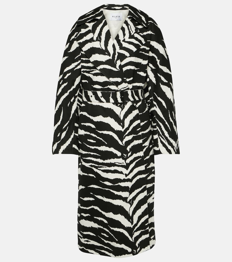 Alaia Zebra-print denim trench coat