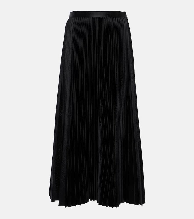 Alaïa Pleated croc-effect satin midi skirt