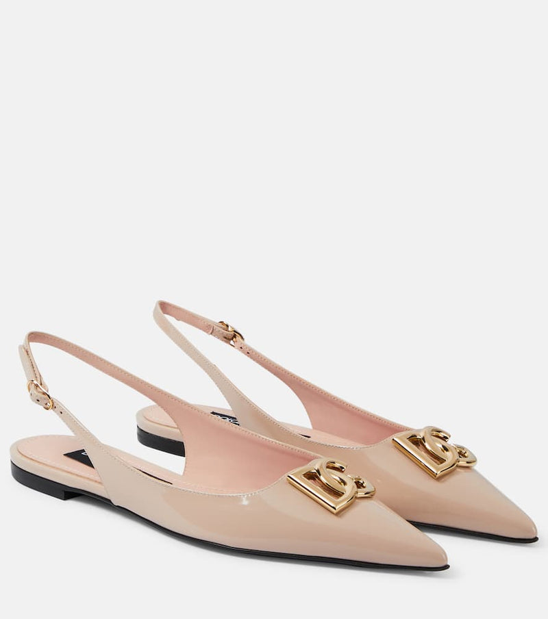 Dolce & Gabbana DG patent leather slingback flats