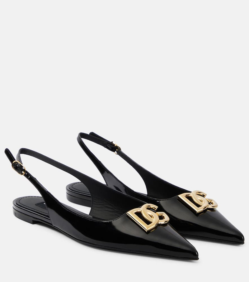 Dolce & Gabbana DG patent leather slingback flats