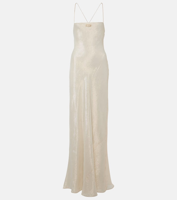 Miu Miu Logo silk-blend lamé gown