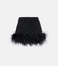 Miu Miu Feather-trimmed wool miniskirt
