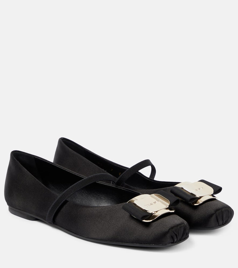 Ferragamo Zina T satin ballet flats