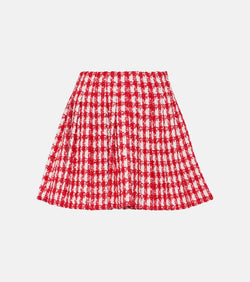 Self-Portrait Pleated houndstooth bouclé mini skirt